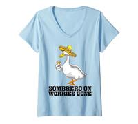 Womens Duck Drinking Cinco De Mayo Sombrero Party Shot Tequila V-Neck T-Shirt