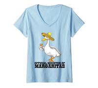 Womens Duck Drinking Cinco De Mayo Sombrero Party Shot Tequila V-Neck T-Shirt