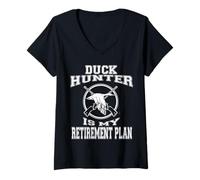 Womens Duck Hunter Is My Retirement Plan Hunting Fishing Hobbies V-Neck T-Shirt
