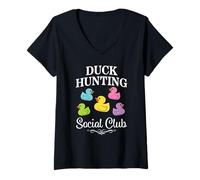 Womens Duck Hunting Social Club Cruise Vacation V-Neck T-Shirt