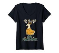Women's Duck Rain Boots Funny Raincoat Weather Humor V-Neck T-Shirt