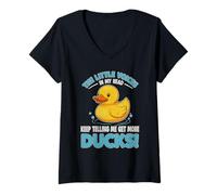 Womens Duck Rubber Loves Get More Ducks Funny Bath Toys V-Neck T-Shirt