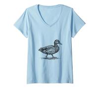 Women's Duck Sketch Style Vintage Nature Design V-Neck T-Shirt
