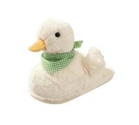 Womens Duck Slippers Animal Fluffy Slippers Home Plush Cotton Slides White