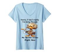 Womens Duck Sorry I Am Cranky I'm Going Through My Terrible Sixties V-Neck T-Shirt