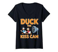Womens Duck The Kiss Cam Fail At The Live Show Kiss Cam Gone Wrong V-Neck T-Shirt