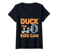 Womens Duck The Kiss Cam Fail At The Live Show Kiss Cam Gone Wrong V-Neck T-Shirt