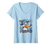 Women's Duck The Patriarchy Funny Feminist Activist Design V-Neck T-Shirt