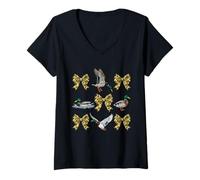 Womens Ducks Camo Bows - Waterfowl Hunting Lover Small Game Hunter V-Neck T-Shirt