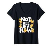 Women's Ducks Not All in A Row Funny Duck Tee V-Neck T-Shirt