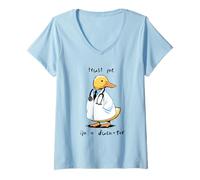 Womens Ducktor Funny Duck Doctor Pun Trust Me I'm a Ducktor V-Neck T-Shirt