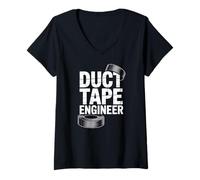 Women's Duct Tape Engineer Funny Handyman Fix It Hero V-Neck T-Shirt