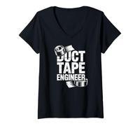 Women's Duct Tape Engineer Funny Handyman Fix It Hero V-Neck T-Shirt