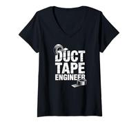 Women's Duct Tape Engineer Funny Handyman Fix It Hero V-Neck T-Shirt