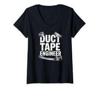 Women's Duct Tape Engineer Funny Handyman Fix It Hero V-Neck T-Shirt