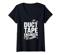 Women's Duct Tape Engineer Funny Handyman Fix It Hero V-Neck T-Shirt