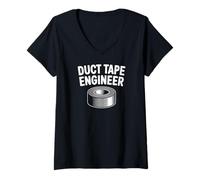 Women's Duct Tape Engineer Handyman Repair Funny Joke V-Neck T-Shirt