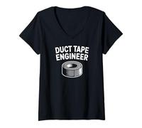 Women's Duct Tape Engineer Handyman Repair Funny Joke V-Neck T-Shirt