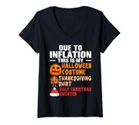 Womens Due to Inflation This is My Halloween Costume Funny V-Neck T-Shirt