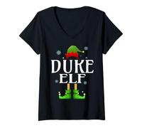 Womens Duke Elf Xmas Funny Men's Family Matching Christmas Duke V-Neck T-Shirt
