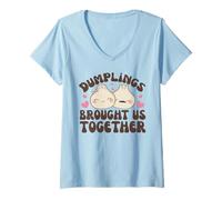 Womens Dumplings Brought Us Together Kawaii Dim Sum Dumpling V-Neck T-Shirt
