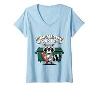 Womens Dumpster Fire Response Team Raccoon Urban Wildlife Humor V-Neck T-Shirt