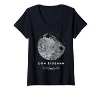 Womens Dùn Èideann (Edinburgh) Map Art in Scottish Gaelic Gàidhlig V-Neck T-Shirt