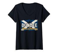 Womens Dundee City Scotland Saltire Jute Jam Journalism Design V-Neck T-Shirt