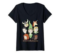 Womens Dungeons & Dragons Cartoon Group Shot V-Neck T-Shirt