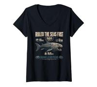 Women's Dunkleosteus Ruled The Seas First Devonian 360 MYA V-Neck T-Shirt