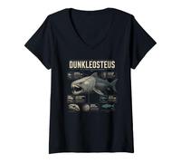 Women's Dunkleosteus The Ultimate Devonian Predator Sea Monster V-Neck T-Shirt