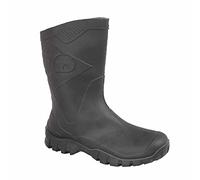Womens Dunlop Short Half Length Ankle Wellington Wellies Boots WIDE CALF, Black, 6 UK