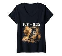 Women's DUST and Glory Mountain Biker in Action V-Neck T-Shirt