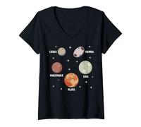 Women's Dwarf Planets Solar System Astronomy Science Design V-Neck T-Shirt