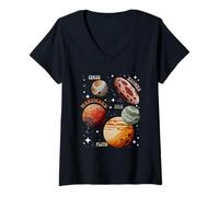 Women's Dwarf Planets SolarSystem Ceres Eris Pluto Haumea Space V-Neck T-Shirt
