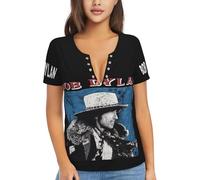 Women's Dylan Rock Singer Bob Sexy T-Shirt Deep V-Neck tee Shirt Short Sleeve Full-Color Printing Loose Fit Casual Multi-Occasion Wear Top Tees