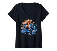 Womens Dynamic Horse Warrior Dance Illustration V-Neck T-Shirt