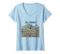 Women's Dynamic UK British Fell Runner Peak Challenge UK Mountain V-Neck T-Shirt