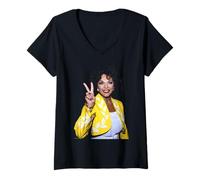 Womens Dynasty Actor Dame Joan Collins By Michael Grecco V-Neck T-Shirt