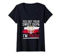 Womens Dyngus Day You Bet Your Sweet Dupa I'm Polish V-Neck T-Shirt