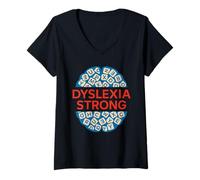 Womens Dyslexia Awareness Neurodiverse Pride Learning Difference V-Neck T-Shirt