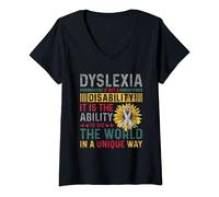 Womens Dyslexia Is Not A Disability Fun Dyslexic Awareness Graphic V-Neck T-Shirt