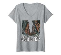 Women's Dystopian Ghetto prefabricated Building Dark Eastern bloc V-Neck T-Shirt