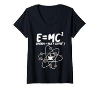 Womens E=mc2 energy milk and coffee V-Neck T-Shirt