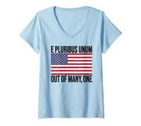 Women's E Pluribus Unum USA Flag V-Neck T-Shirt