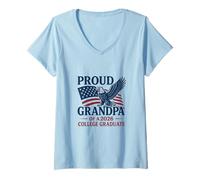 Womens Eagle and Flag Academic Success Theme V-Neck T-Shirt