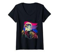 Womens Eagle Bisexual Flag Bisexual Pride LGBTQ Bi Flag Bisexuality V-Neck T-Shirt