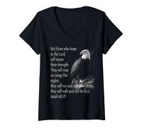 Women's Eagle Forest They Will Soar High On Wings Jesus Isaiah 4031 V-Neck T-Shirt