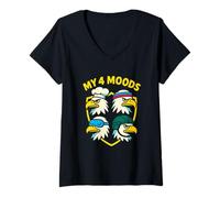 Women's Eagle Four Moods Cartoon V-Neck T-Shirt