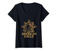Women's Eagle Head Star Outline V-Neck T-Shirt